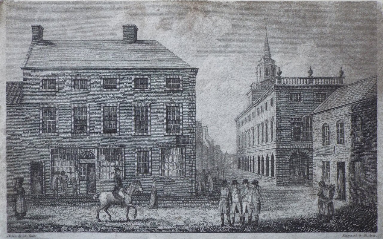 Print - View of the Town Hall from the head of Hide Hill. - Scott