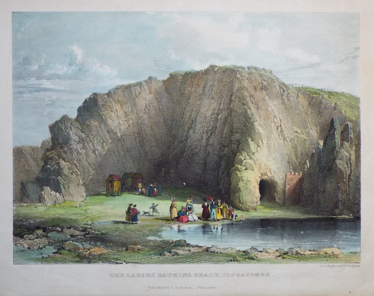 Lithograph - Ladies Bathing Beach, Ilfracombe.