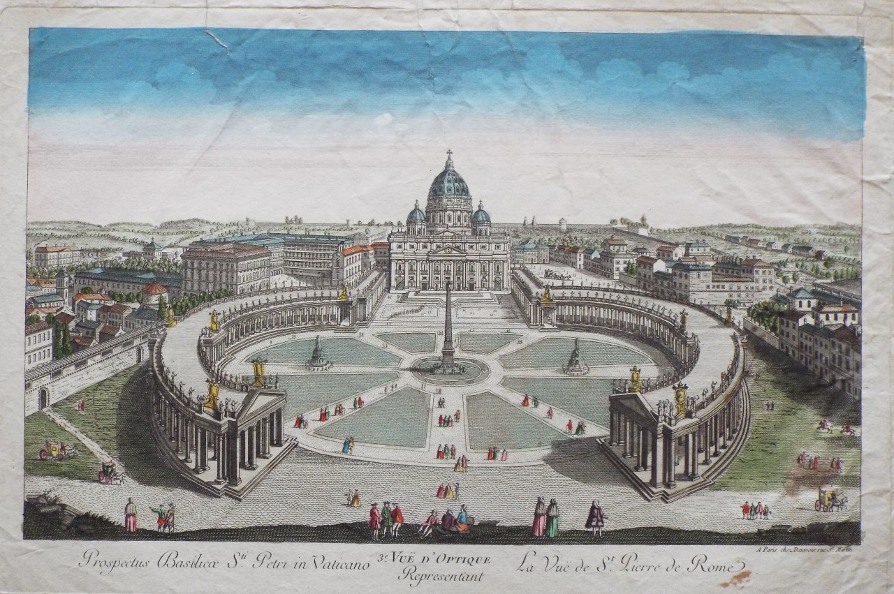 Print - Prospectus Basilicae Sti. Petri in Vaticano. 3e. Vue d'Optique Representant La Vue de St. Pierre de Rome.