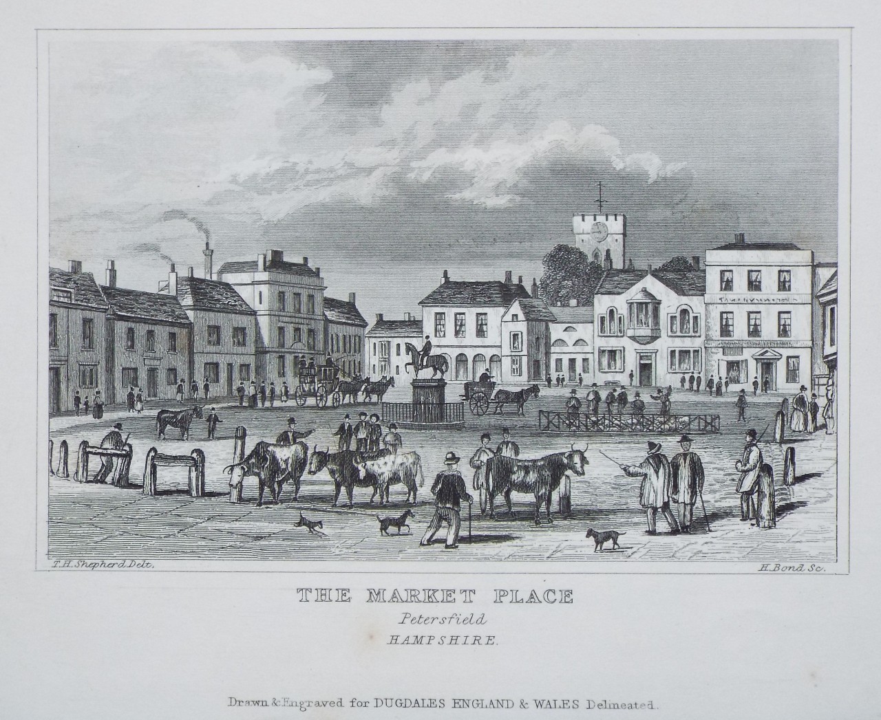 Print - The Market Place Petersfield Hampshire. - Bond