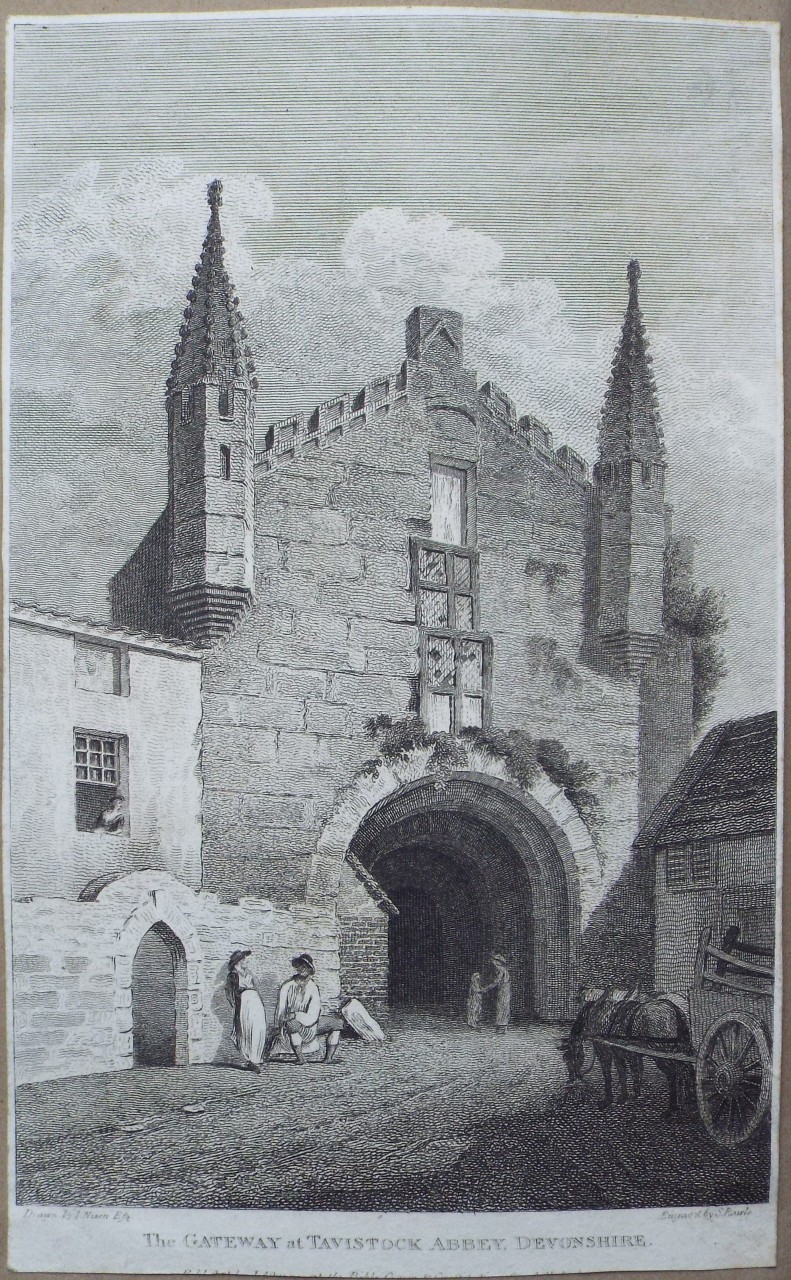 Print - The Gateway at Tavistock Abbey, Devonshire. - Rawle