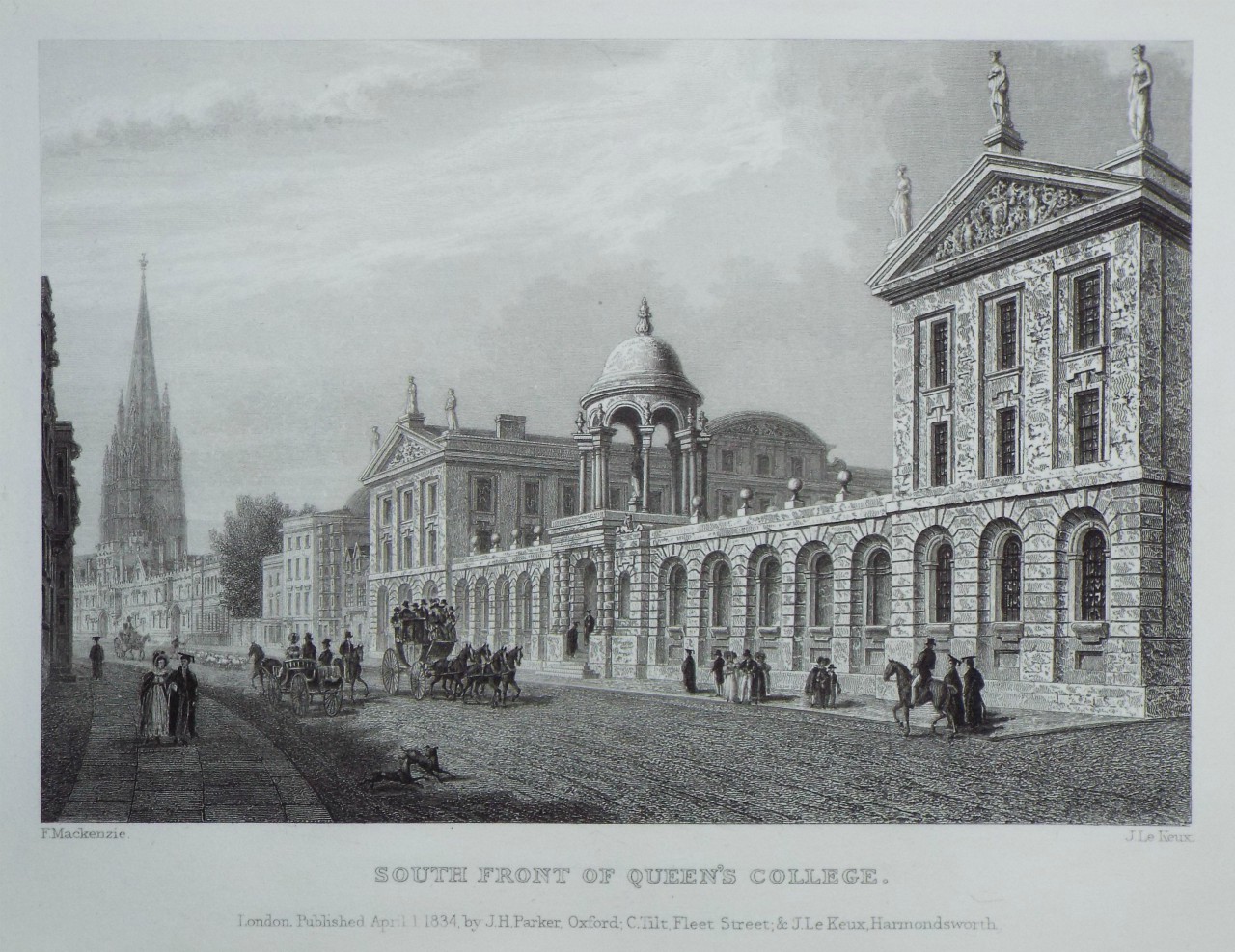 Print - South Front of Queen's College. - Le