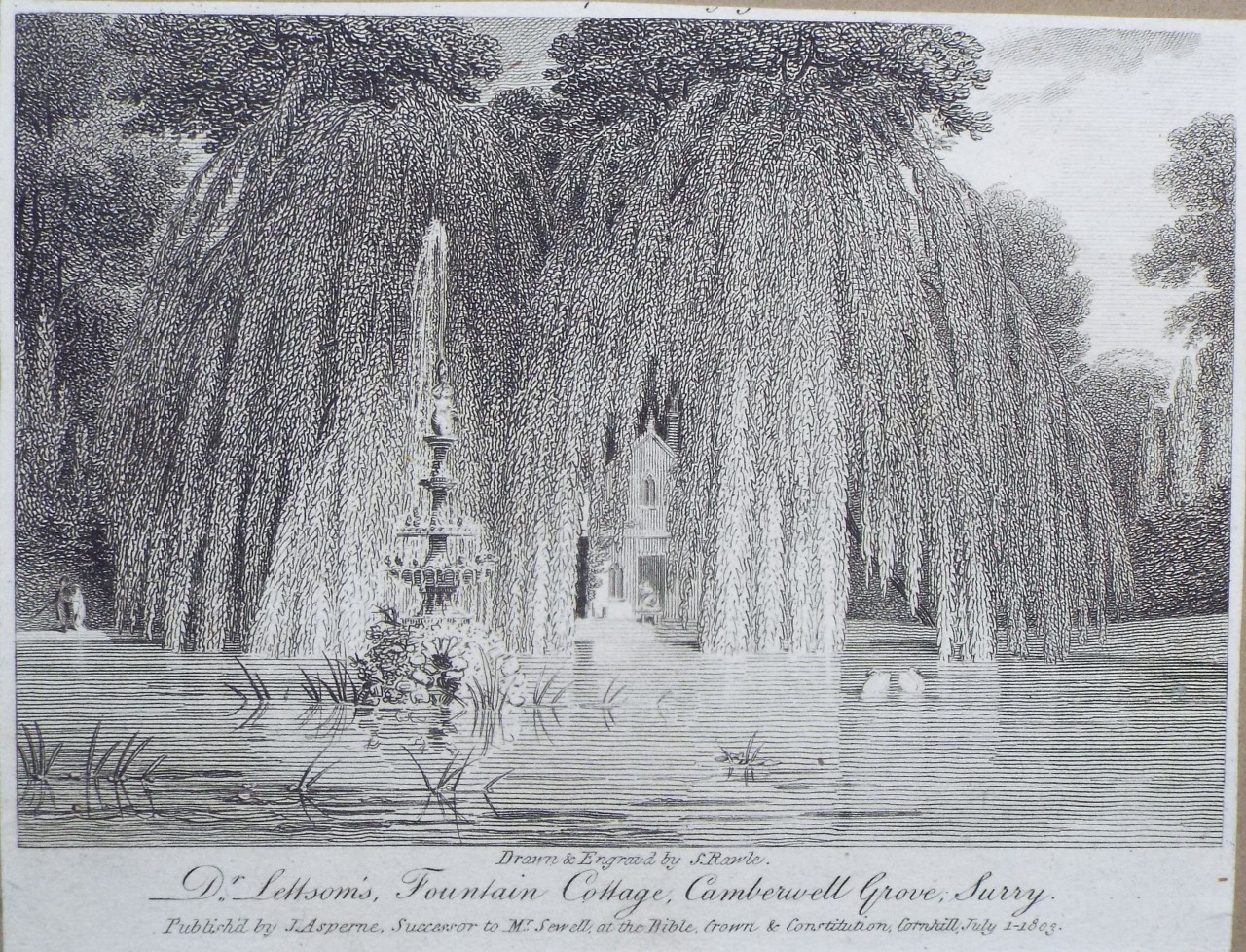 Print - Dr. Lettsom's, Fountain Cottage, Camberwell Grove, Surry. - Rawle