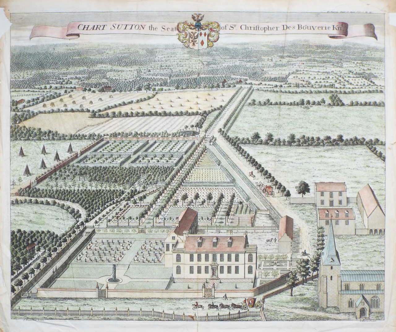 Print - Chart Sutton The Seat of Sr. Christopher des Bouverie Kt. - Harris