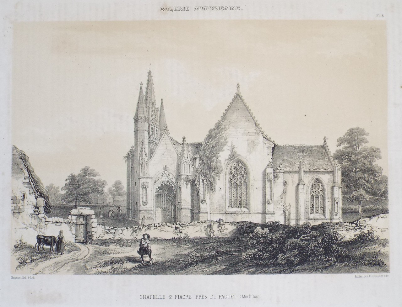 Lithograph - Galerie Armoricaine. Chapelle St. Fiacre pres de Faouet. (Morbihan) - Benoist