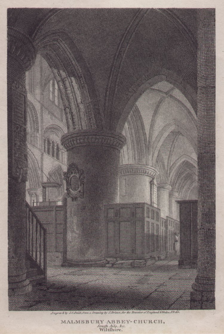 Print - Malmsbury Abbey-Church South Aile &c Wiltshire - Smith