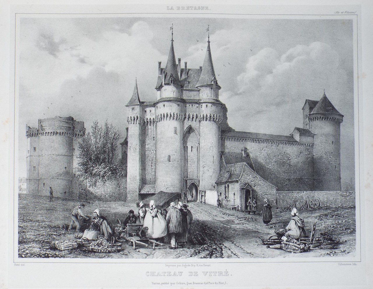 Lithograph - Chateau de Vitre.