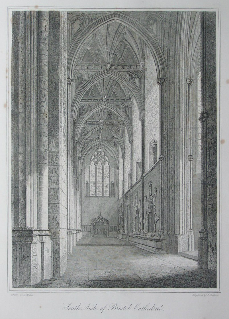 Etching - South Aisle of Bristol Cathedral. - Skelton