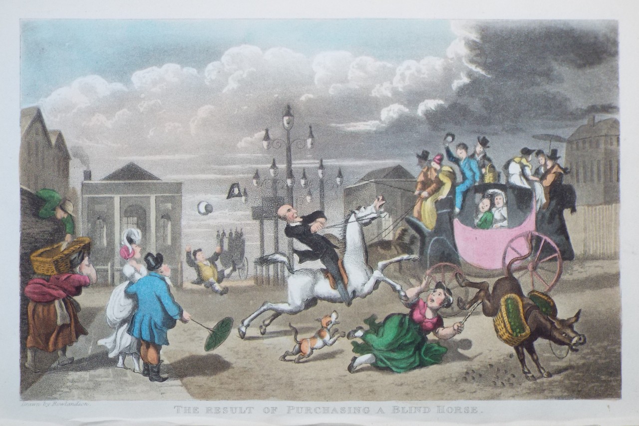 Aquatint - The Result of Purchasing a Blind Horse. - Rowlandson