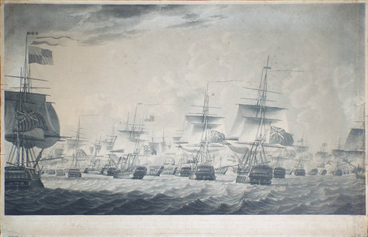 Print - View of the British Fleet on the 11 October 1797, Bearing down to attack the Dutch Fleet, under the Command of Admiral De Winter, with the Action commencing in the Rear, by his Majesty's Ship the Monarch. - Dodd