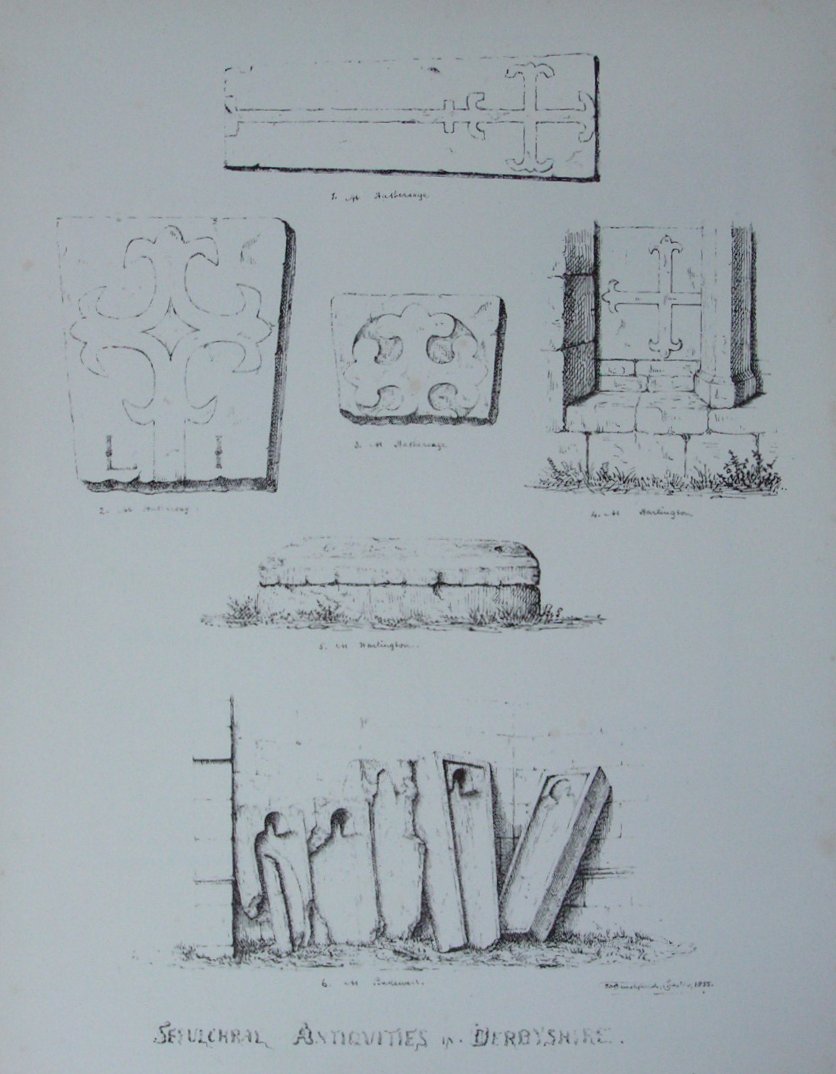 Lithograph - Sepulchral Antiquities in Derbyshire