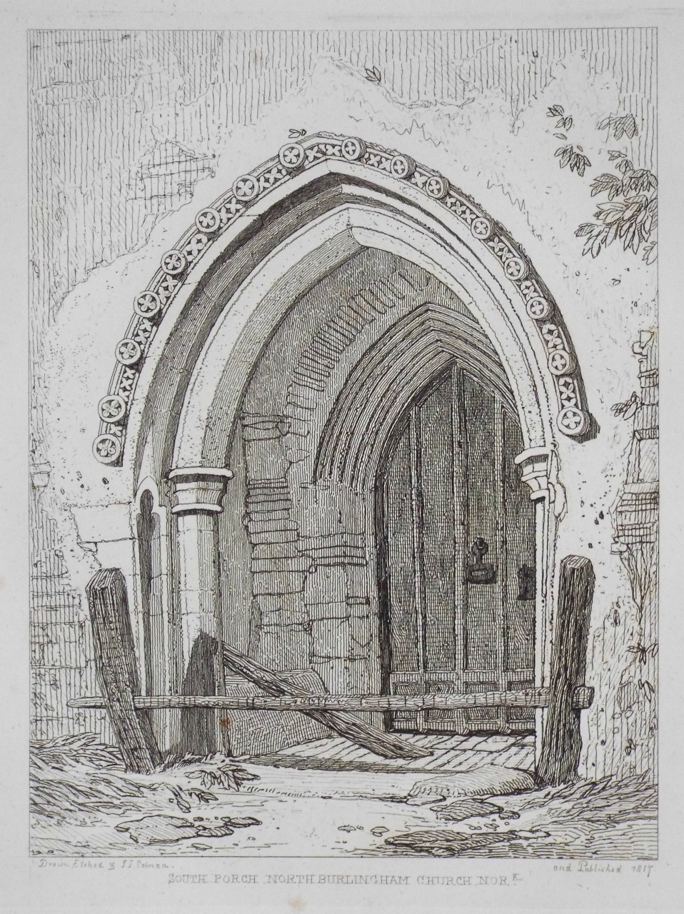 Etching - South Porch North Burlingham Church, Nork. - Cotman