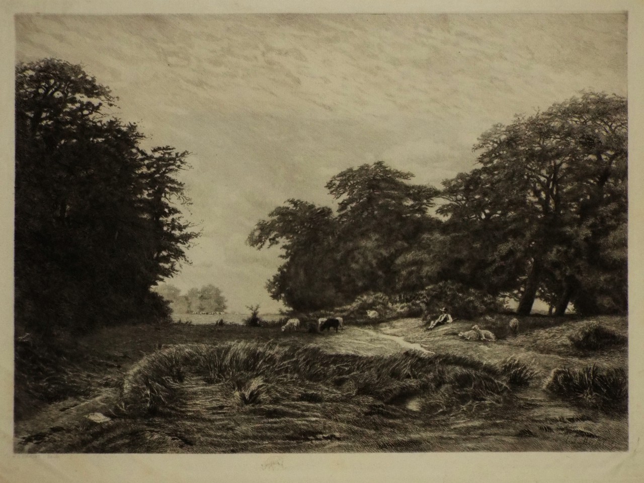 Etching - (Landscape with shepherd and sheep)