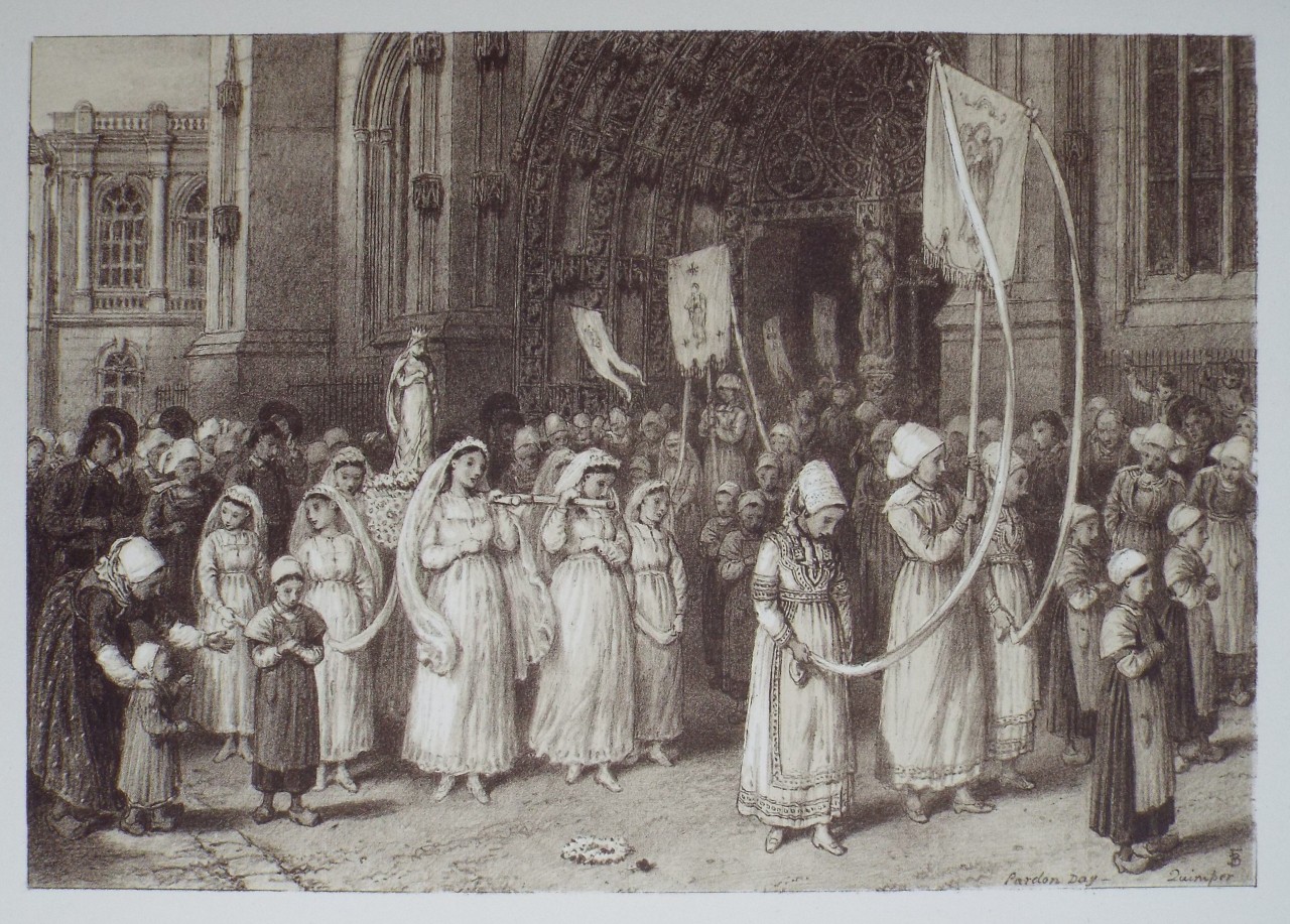 Lithograph - Pardon Day. Quimper. - Foster