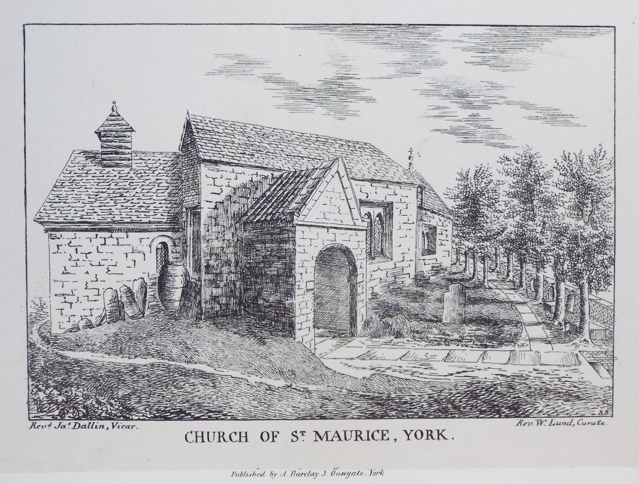 Lithograph - Church of St. Maurice, York.