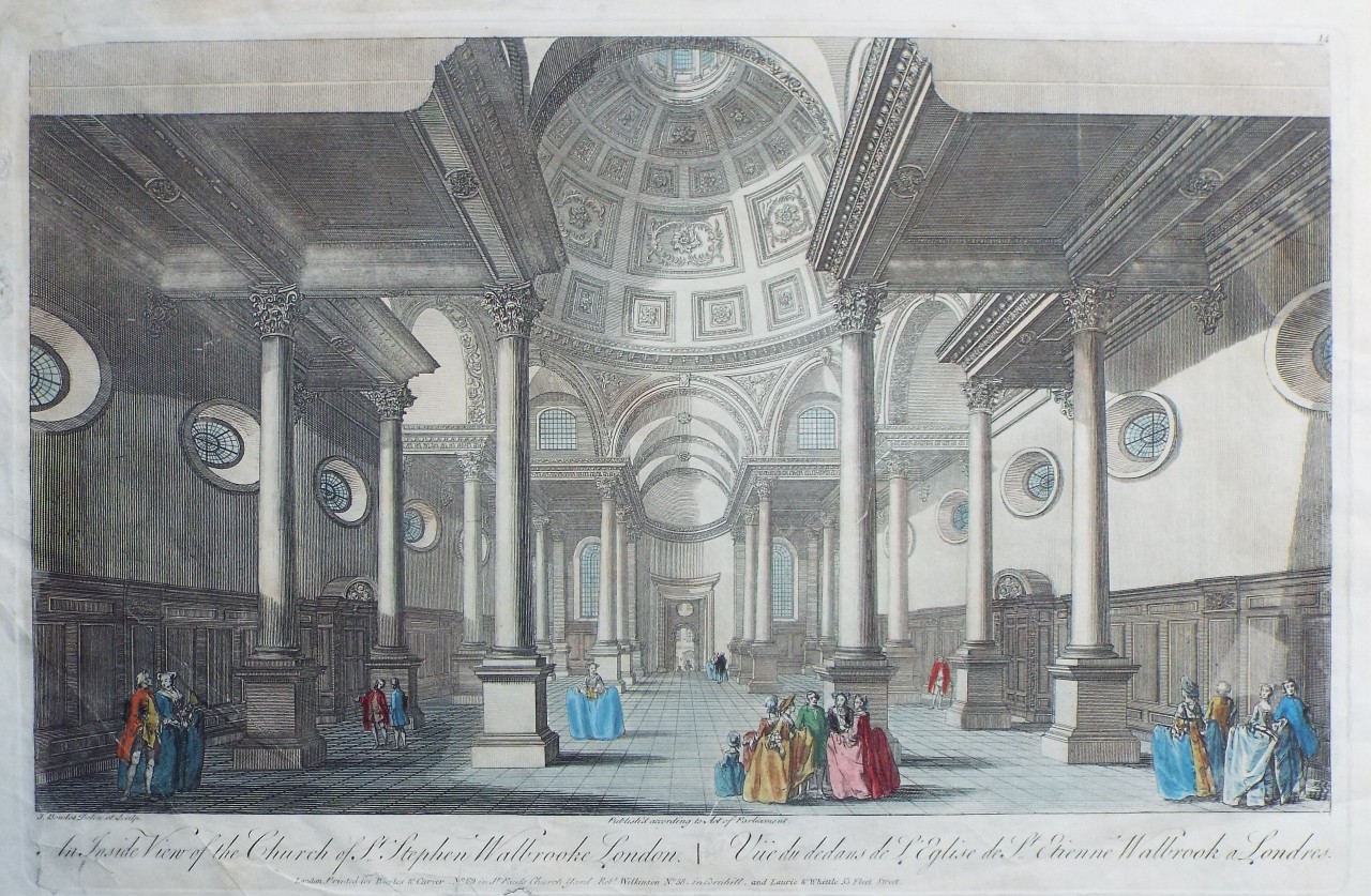 Print - An Inside View of the Church of St. Stephen Walbrooke London. | Vue du dedans de l'Eglise de St. Etienne Walbrook a Londres. - Bowles