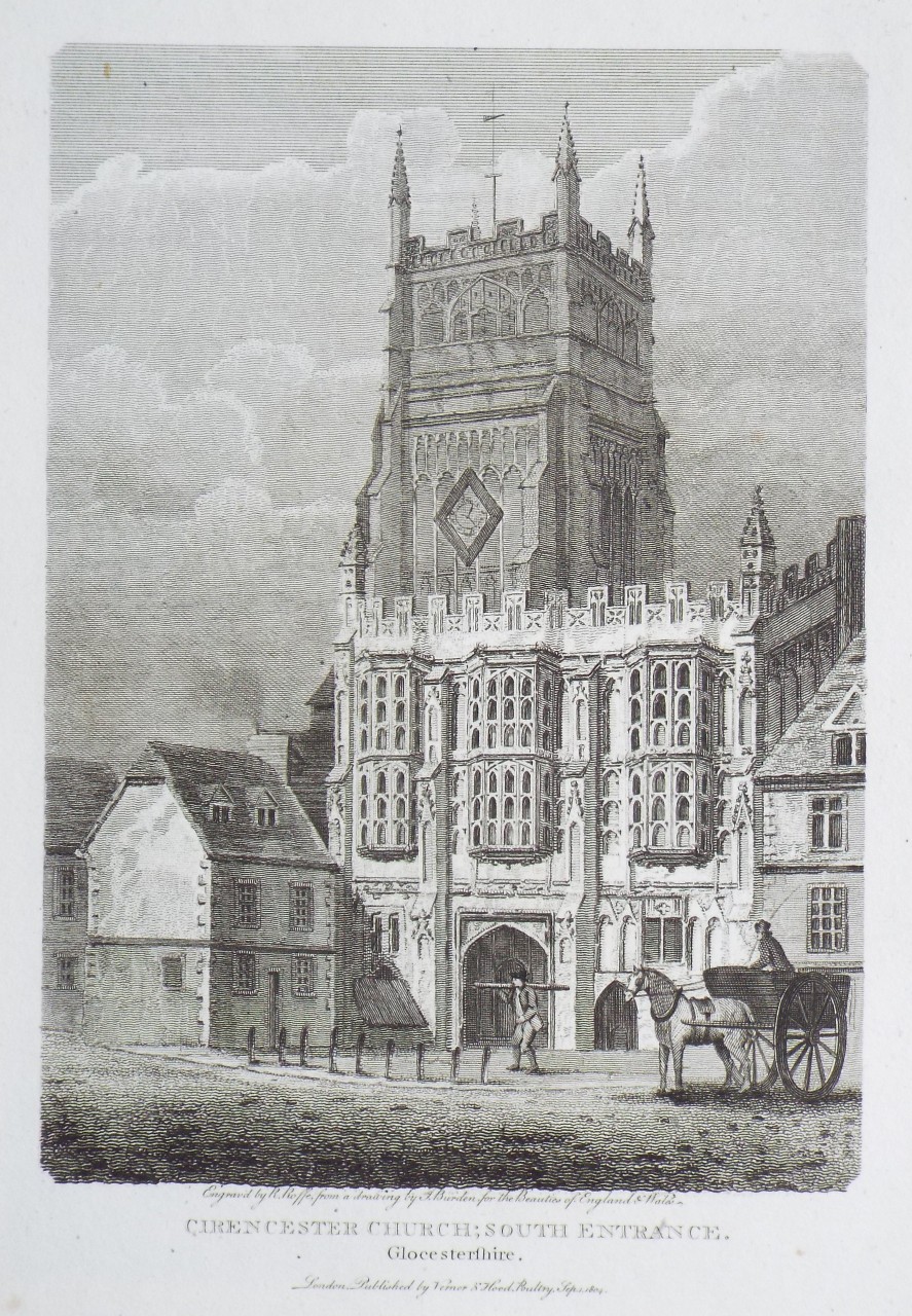 Print - Cirencester Church; South Entrance, Glocestershire. - Roffe