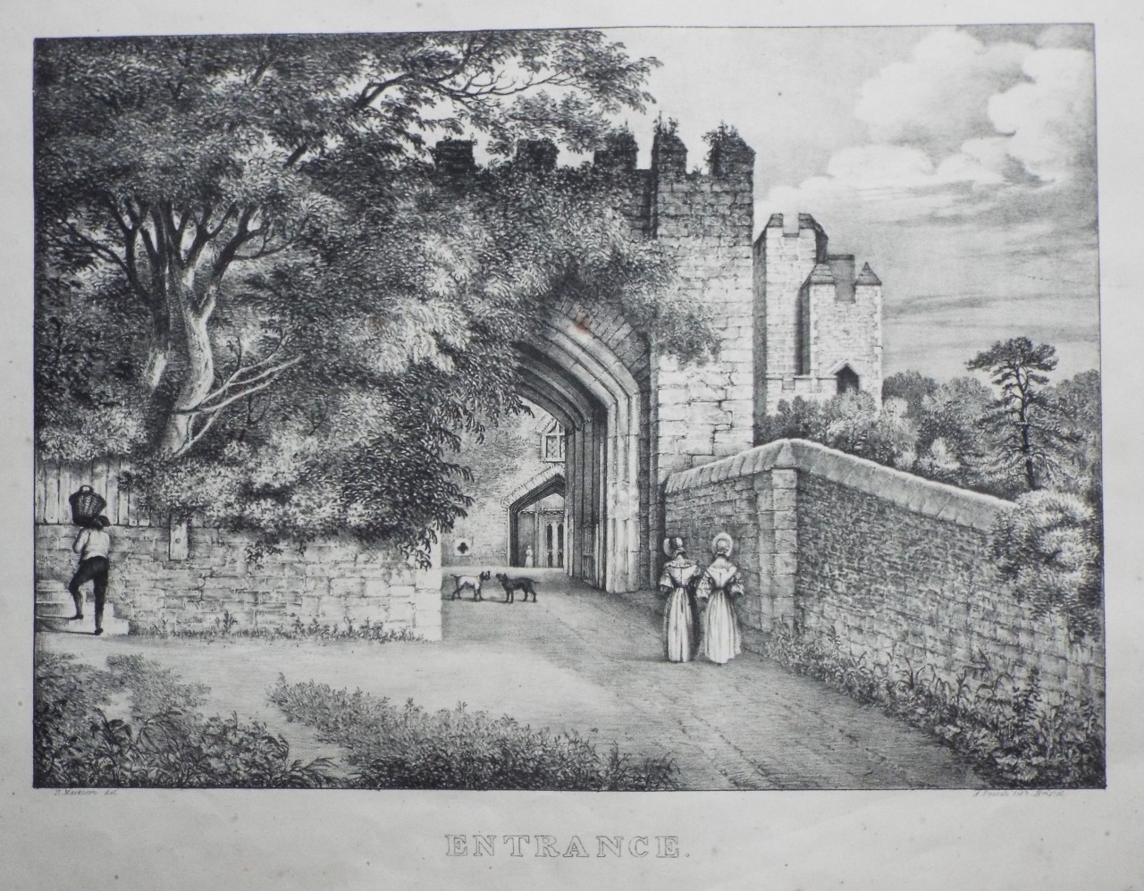 Lithograph - Entrance. (of Berkeley Castle) - Marklove