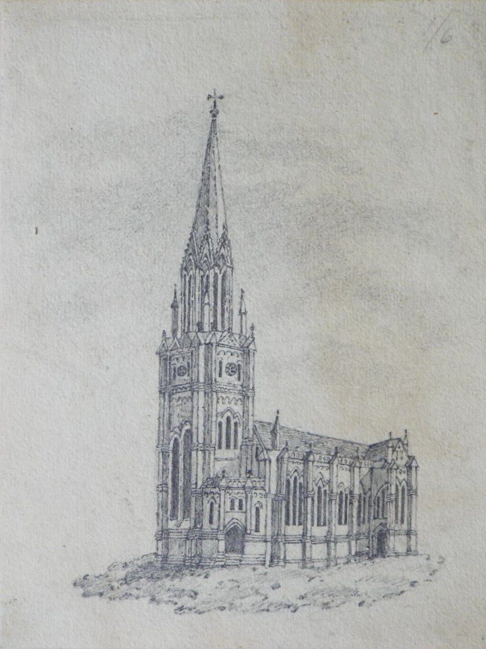 Pencil sketch - (Church with Spire)