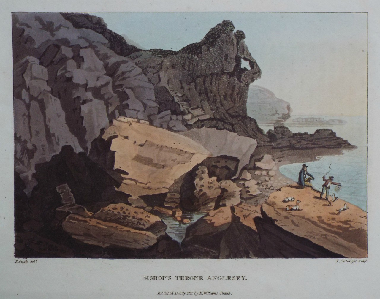 Aquatint - Bishops Throne, Anglesey. - Cartwright