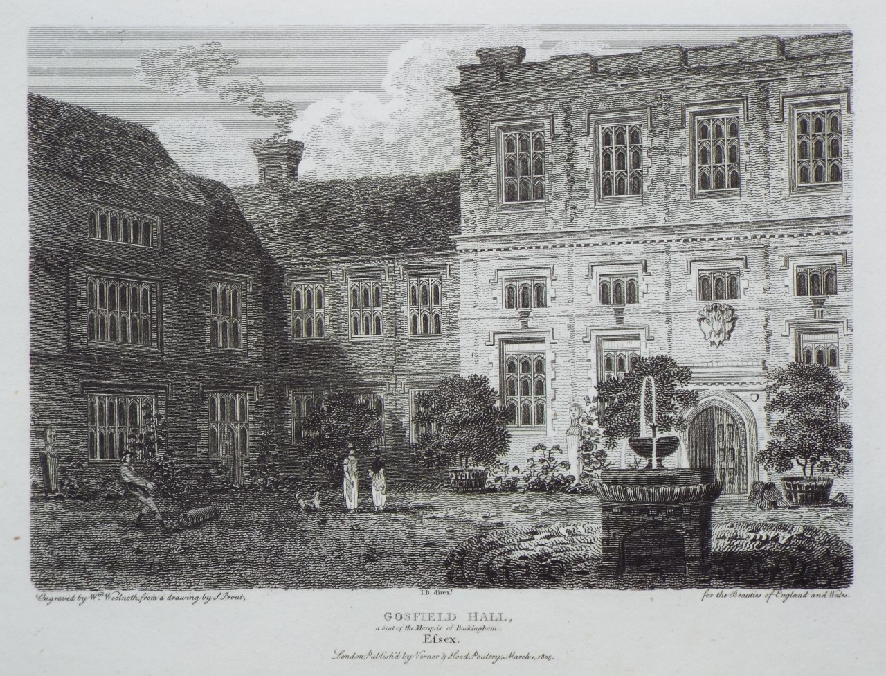 Print - Gosfield Hall, a Seat of the Marquis of Buckingham, Essex. - Woolnoth