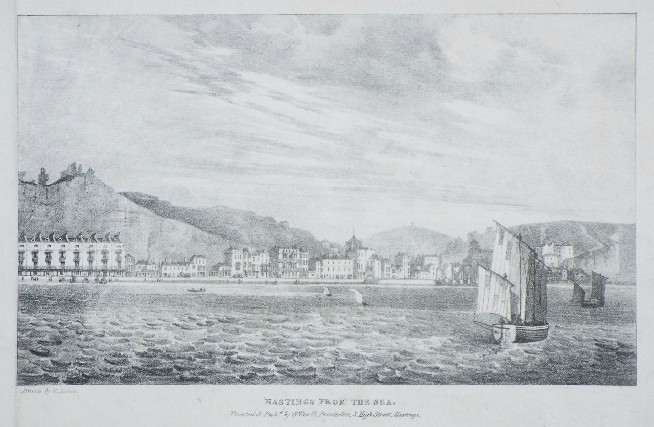 Lithograph - Hastings from the Sea. - Rowe