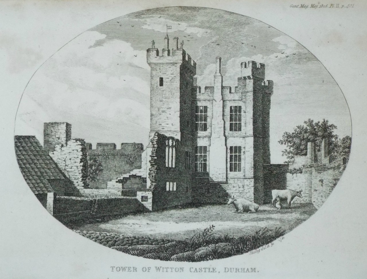 Print - Tower of Witton Castle, Durham. - 