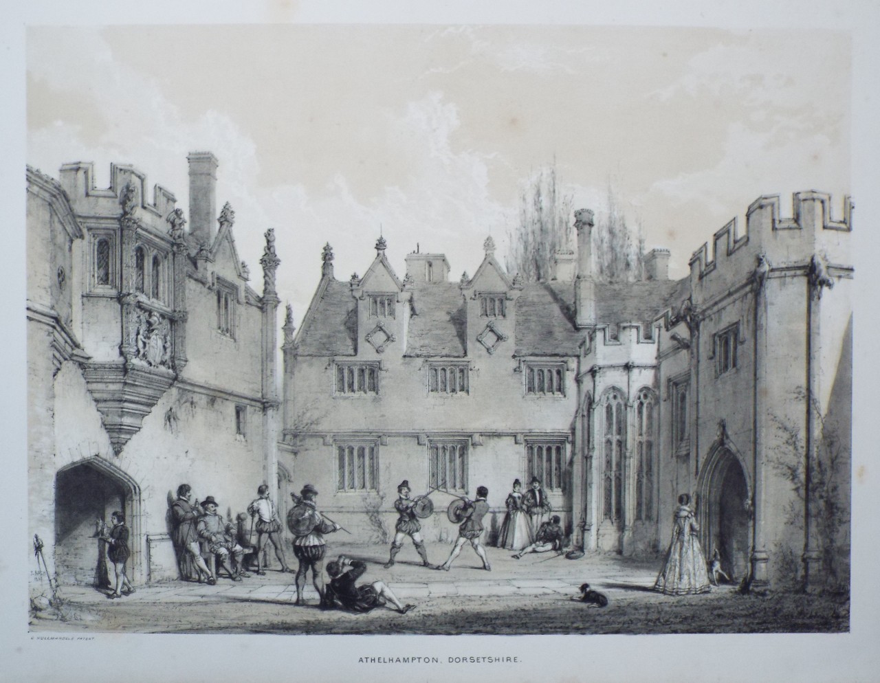 Lithograph - Athelhampton, Dorsetshire. - Nash