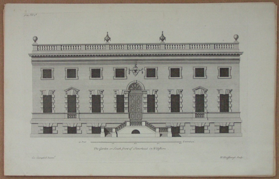 Print - The Garden or South front of Stourhead in Wiltshire. - Hulsbergh