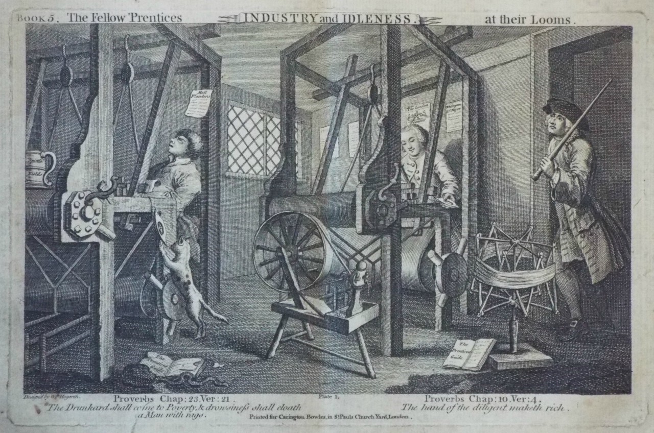 Print - Industry & Idleness. The Fellow 'Prentices at their Looms.