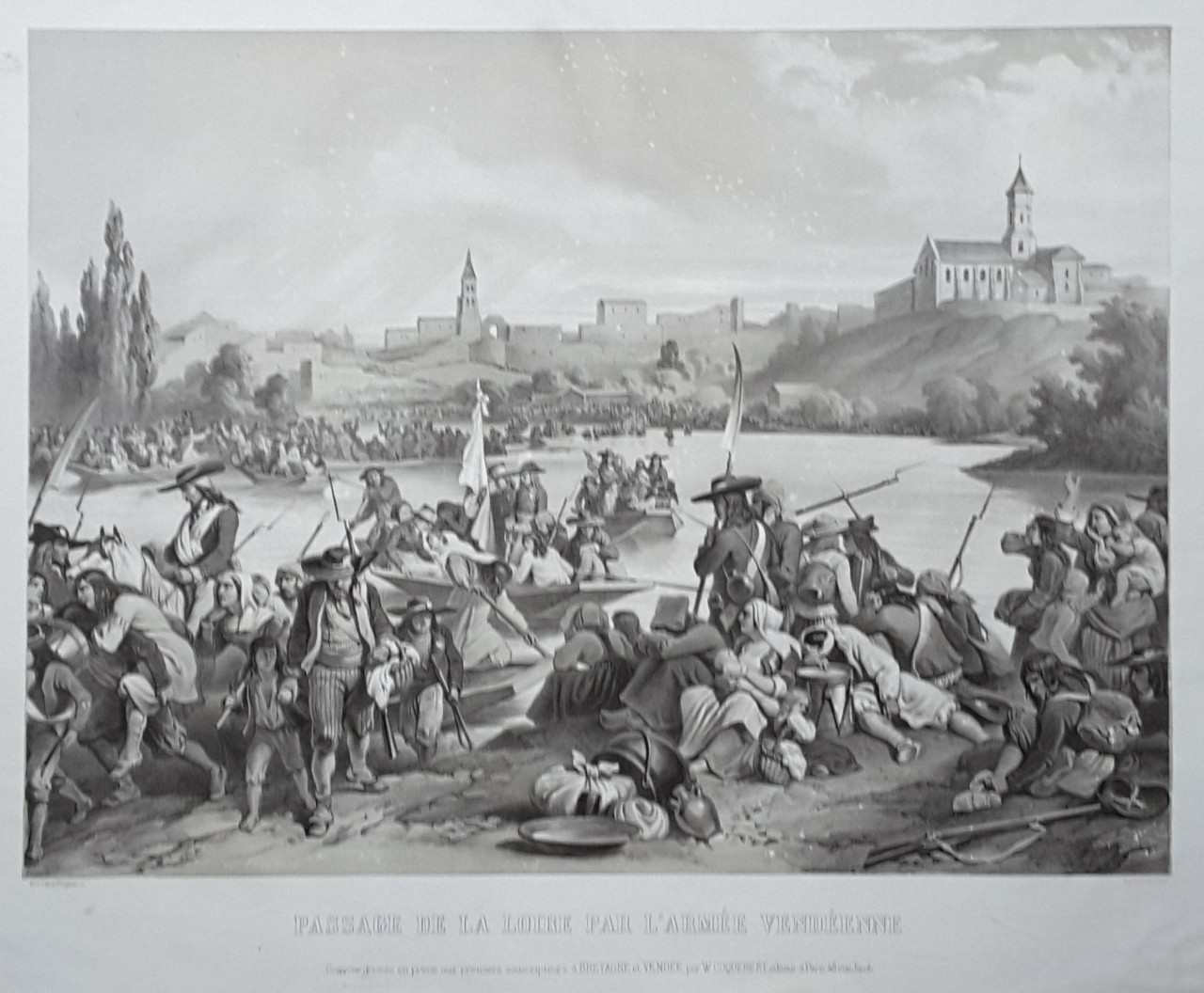 Lithograph - Passage de la Loire par l'Armée Vendéenne. - 