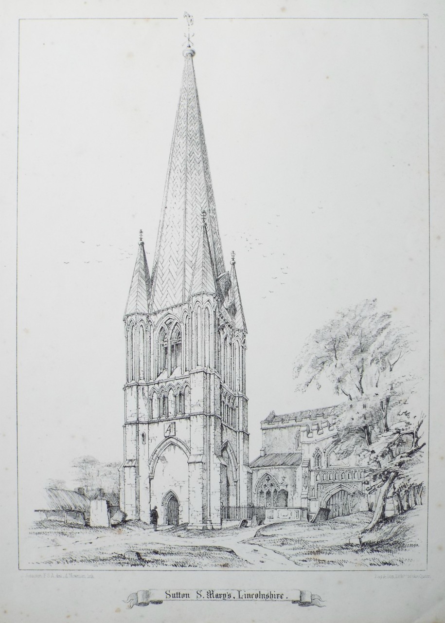 Lithograph - Sutton St. Mary's, Lincolnshire. - Newman
