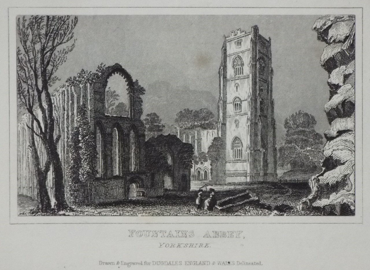 Print - Fountains Abbey, Yorkshire.