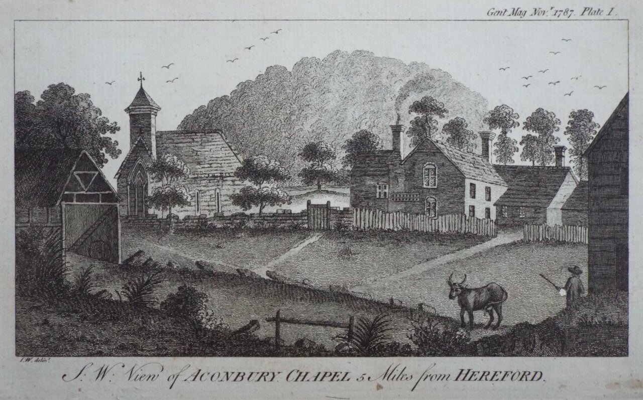 Print - S.W. View of Aconbury Chapel 5 Miles from Hereford. - I