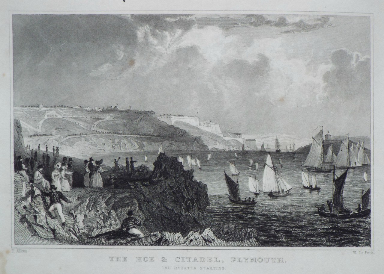 Print - The Hoe & Citadel, Plymouth. The Regatta Starting. - Le