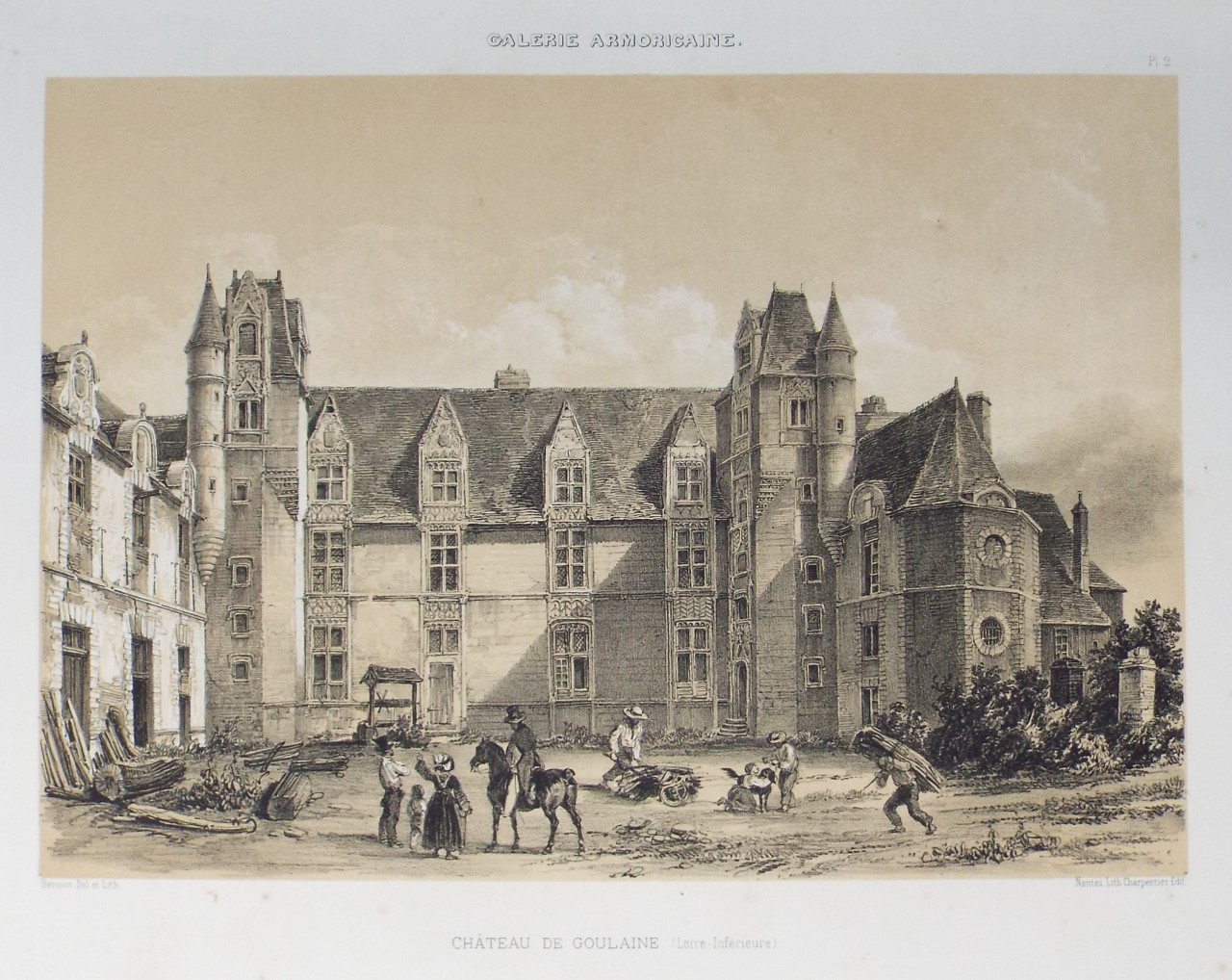 Lithograph - Galerie Armoricaine. Chateau de Goulaine. (Loire - Inferieure) - Benoist