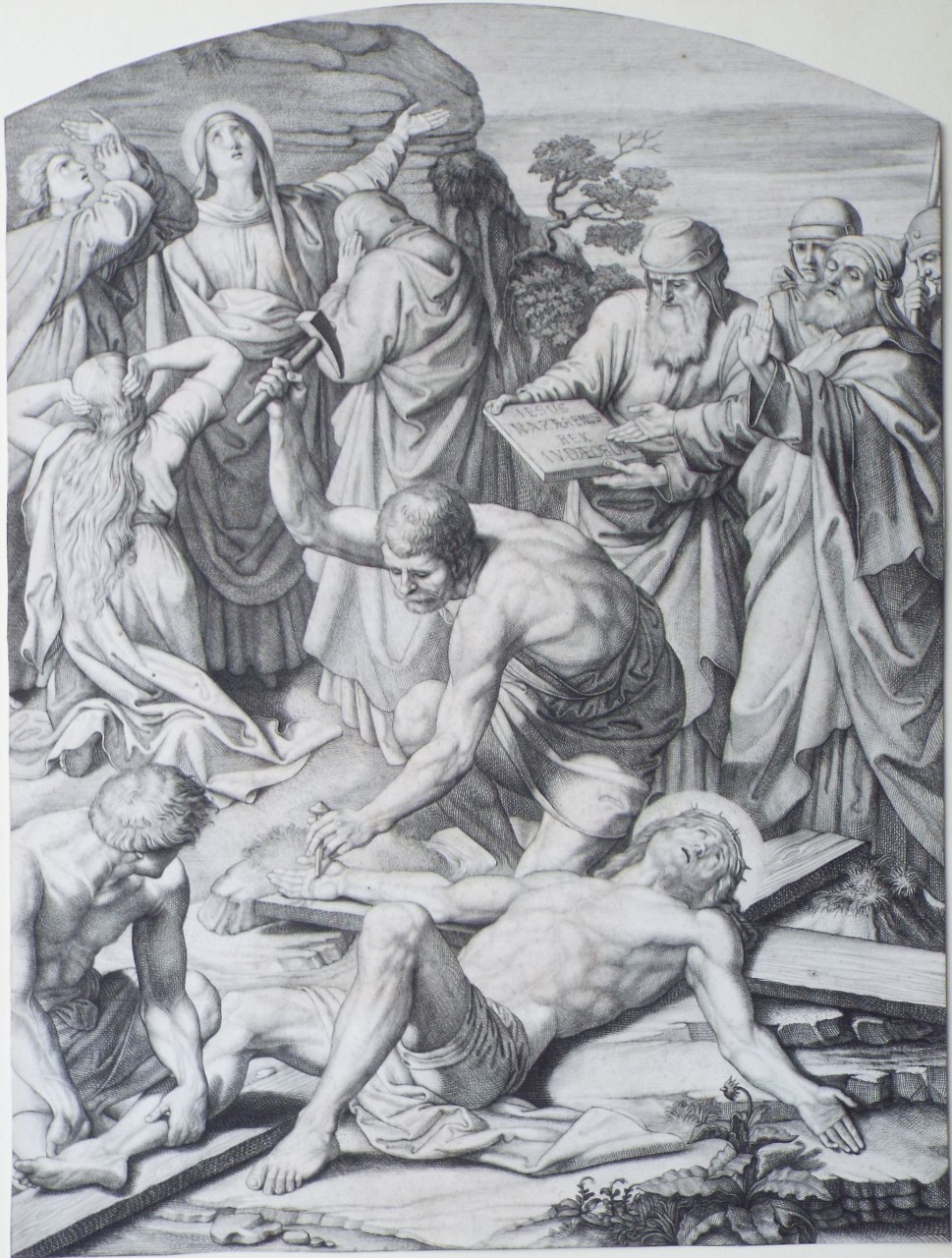Etching - 11. Jesus is nailed to the cross - Petrak