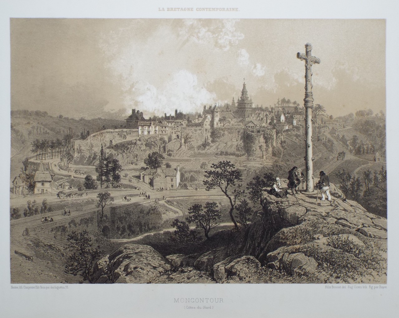 Lithograph - Moncontour. (Cotes-du-Nord) - Ciceri