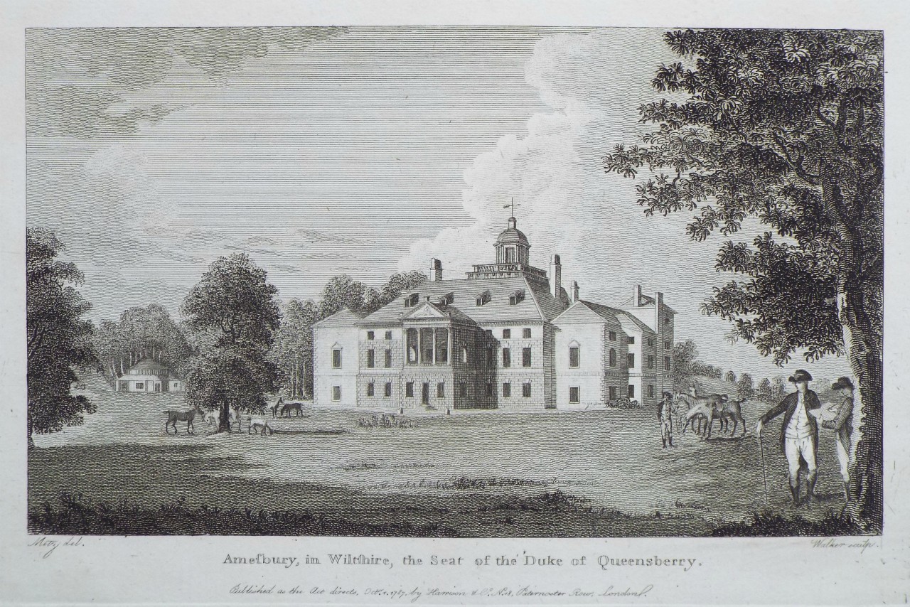 Print - Amesbury, in Wiltshire, the Seat of the Duke of Queensberry. - 