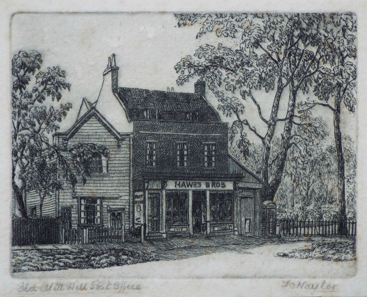 Etching - Old Mill Hill Post Office. - 