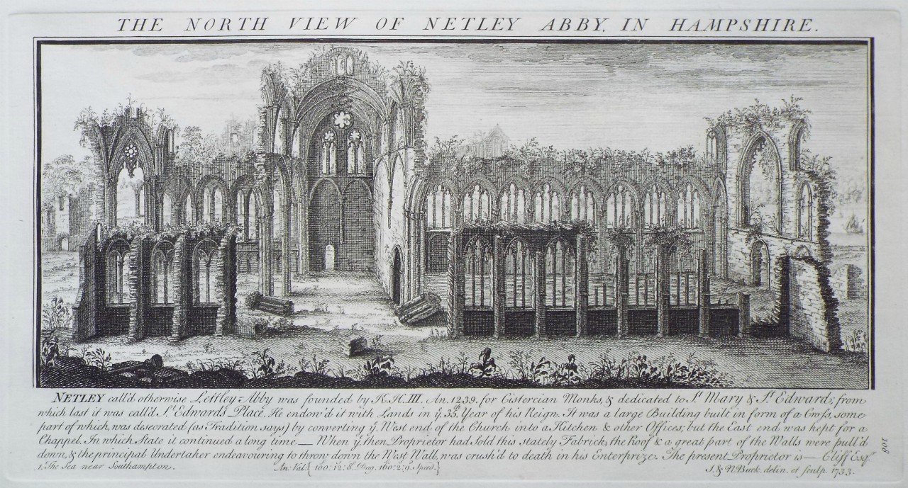 Print - The North View of Netley Abby, in Hampshire. - Buck