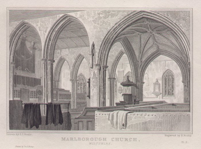 Print - Marlborough Church, Wiltshire. - Bosley