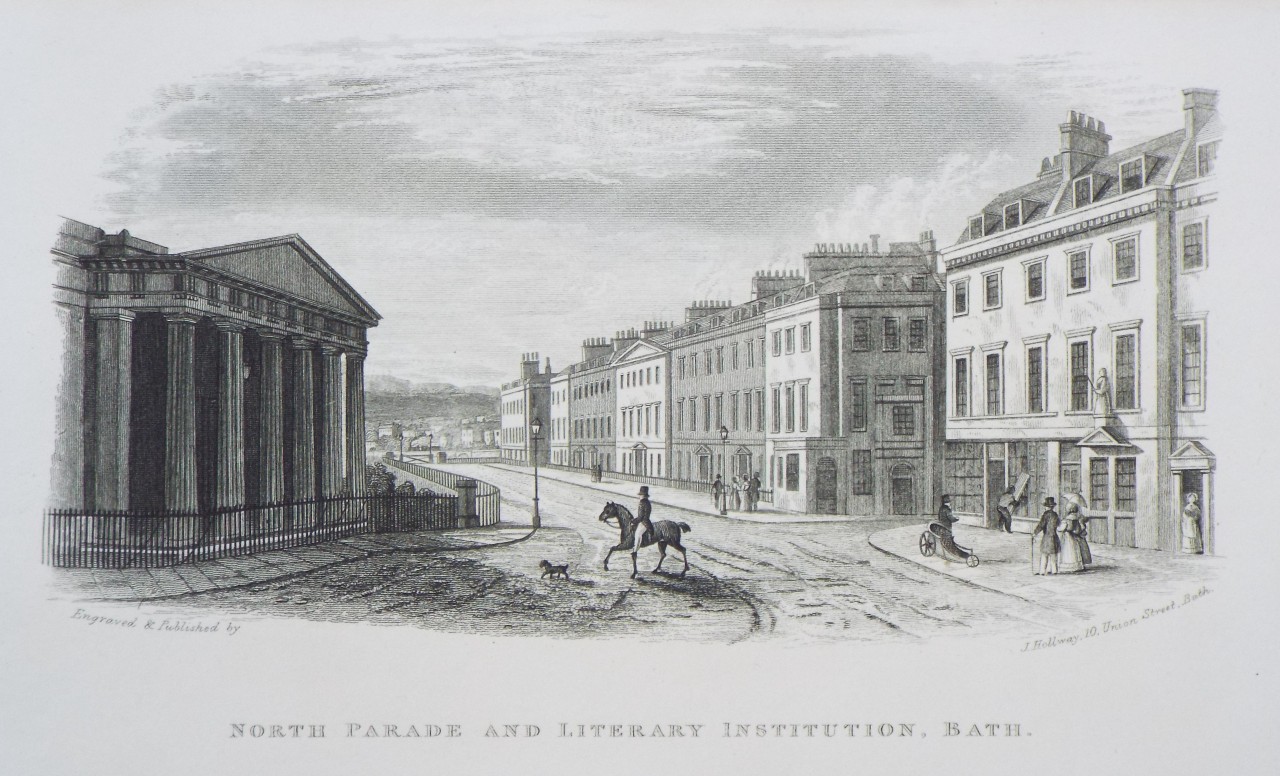 Steel Vignette - North Parade and Literary Institution, Bath. - Hollway
