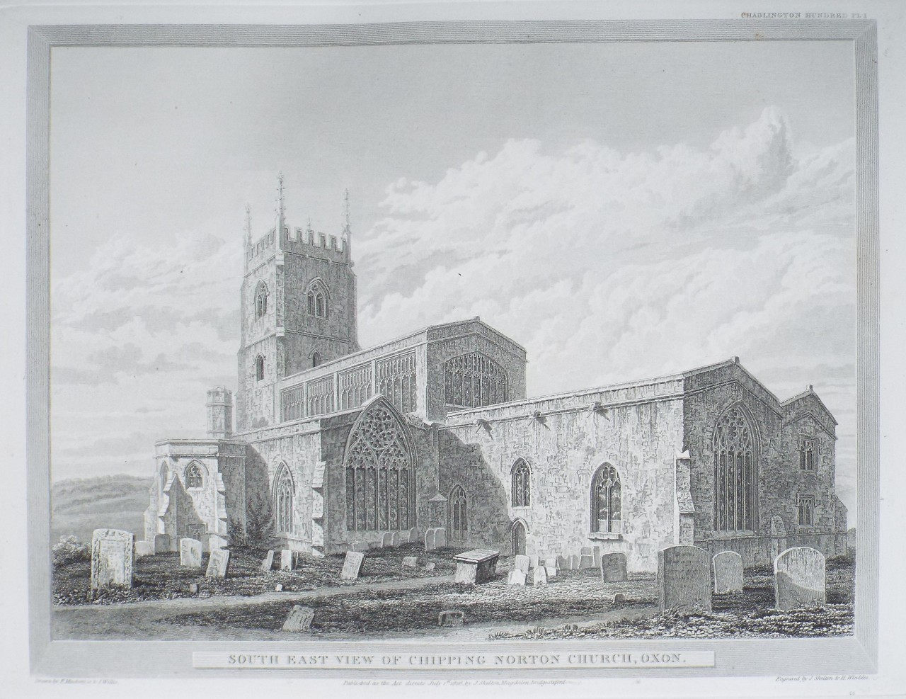 Print - South East View of Chipping Norton Church, Oxon. - Skelton