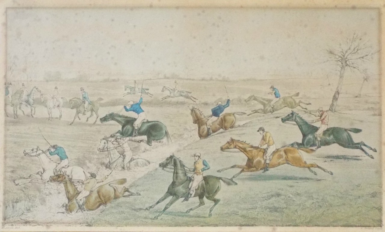 Aquatint - Aylesbury Grand Steeple Chase February 9th 1866 Brook Scene - Bentley