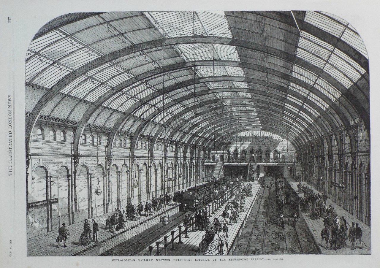 Wood - Metropolitan Railway, Western Extension: Interior of the Kensington Station.