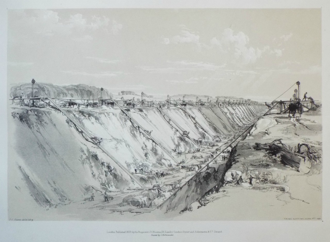 Lithograph - Tring Cutting. June 17th 1837. - Bourne