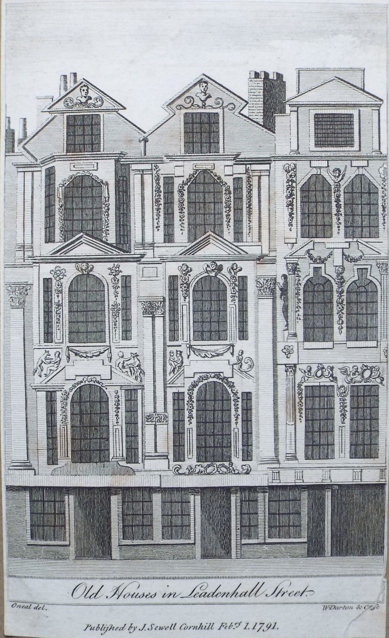 Print - Old Houses in Leadenhall Street. - Darton