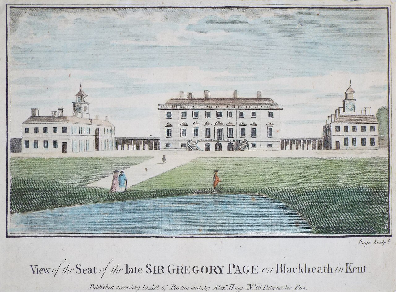 Print - View of the Seat of the late Sir Gregory Page on Blackheath in Kent. - 