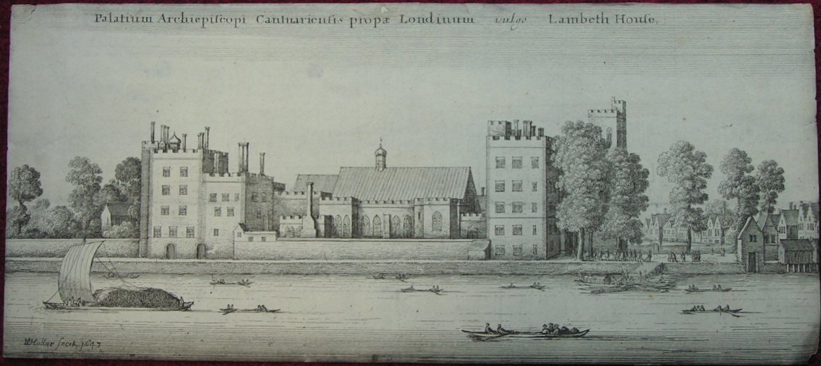 Etching - Palatium Archiepiscopi Cantuariensis propae Londinum vulgo Lambeth House - Hollar